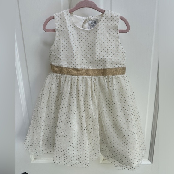 NWOT Just One You Carter’s 2T White & Gold Polka Dot Girls Tank Top Dress - Picture 1 of 4